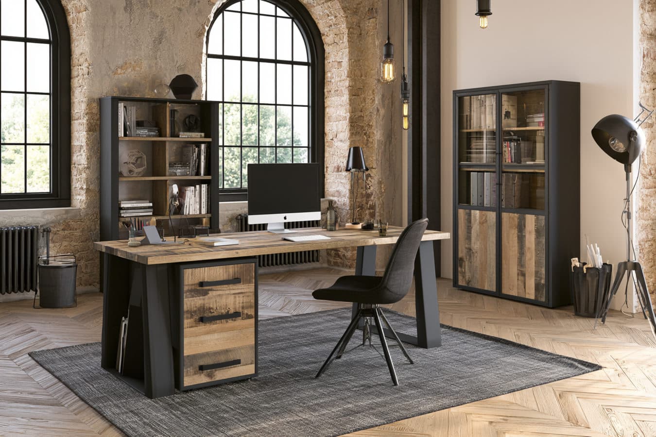 bureau metal bois style industriel