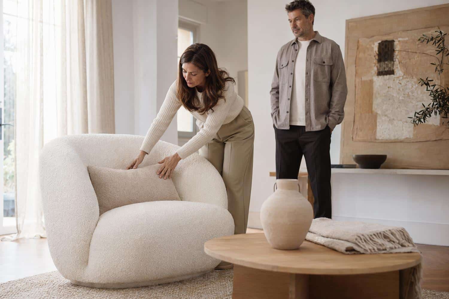 fauteuil bouclette blanc deco lumineuse